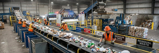 conveyor belts in a recycling plant