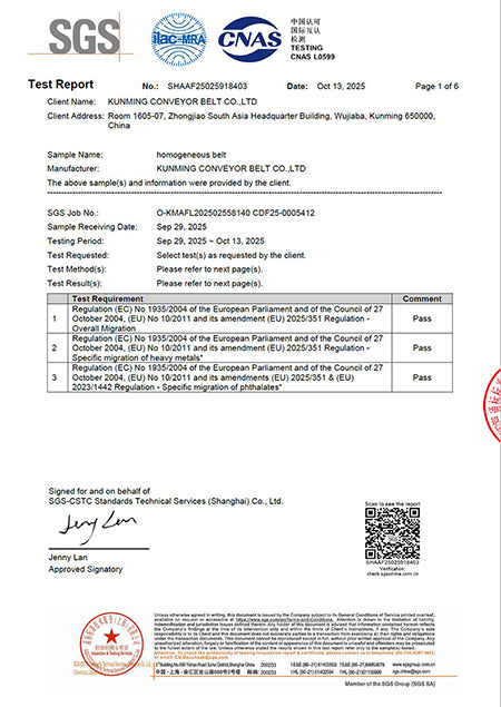 eu compliant conveyor belt