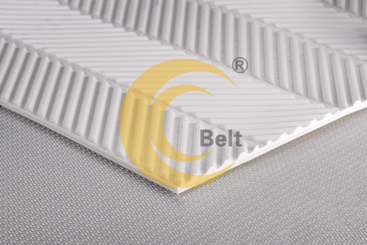 Anti-slip PVC Conveyor Belt with Fishbone Profile for Woodworking